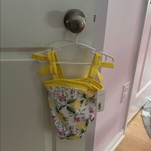 Janie and Jack Lemon Yellow Floral Swimsuit